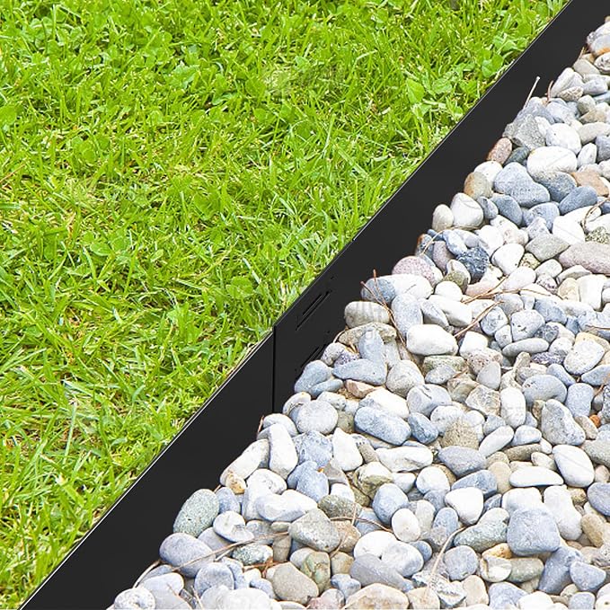 Galvanized Steel Landscape Lawn Edging 40 Inch Strips, Steel Edging 5 Inch Depth,6-Pack Black Bendable Metal Landscape Edging,Metal Edging for Landscaping (20FT Total Length)