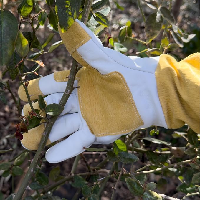 Zip-Up Rose Pruning Gloves | Leather Gauntlet Gardening Gloves | Long Forearm Thorn Protection