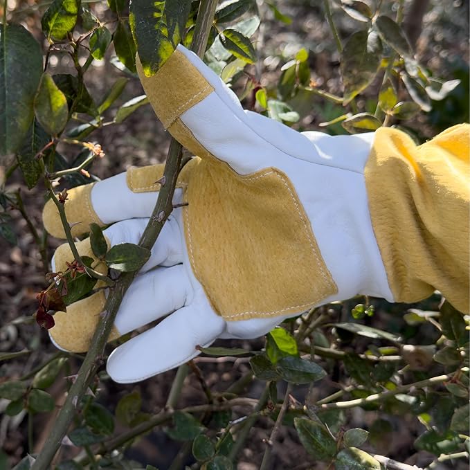 Zip-Up Rose Pruning Gloves | Leather Gauntlet Gardening Gloves | Long Forearm Thorn Protection
