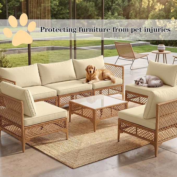 12pcs Outdoor Patio Cushion Covers Replacement, 24" Zippered Outdoor Cushion Covers Waterproof, UV Resistant & Washable Patio Furniture Cushion Covers Waterproof for Patio Sectional, Covers Only Beige
