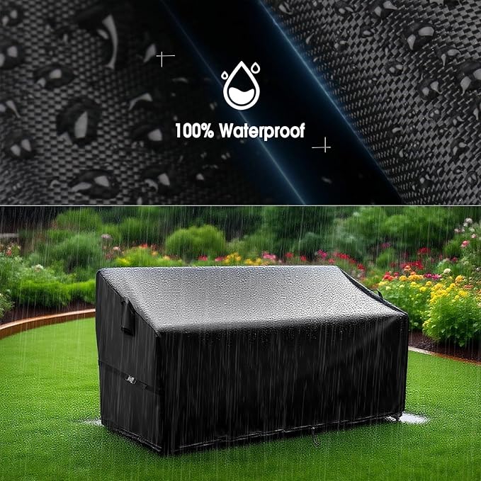 Outdoor Sofa Cover, 54 Inch Waterproof Paito Couch Loveseat Cover, Furniture Covers for Outdoor Seating for Winter - 54 x 28 x 34 Inch, Black