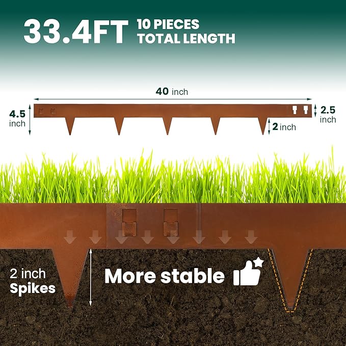 Corten Steel Landscape Edging 4.5 Inch Depth Steel Landscaping Edging 40 Inch Strips 10 pcs Metal Garden Landscape Border Rusted Edge for Lawn Yard Outdoor Plant by GZGNEEVL