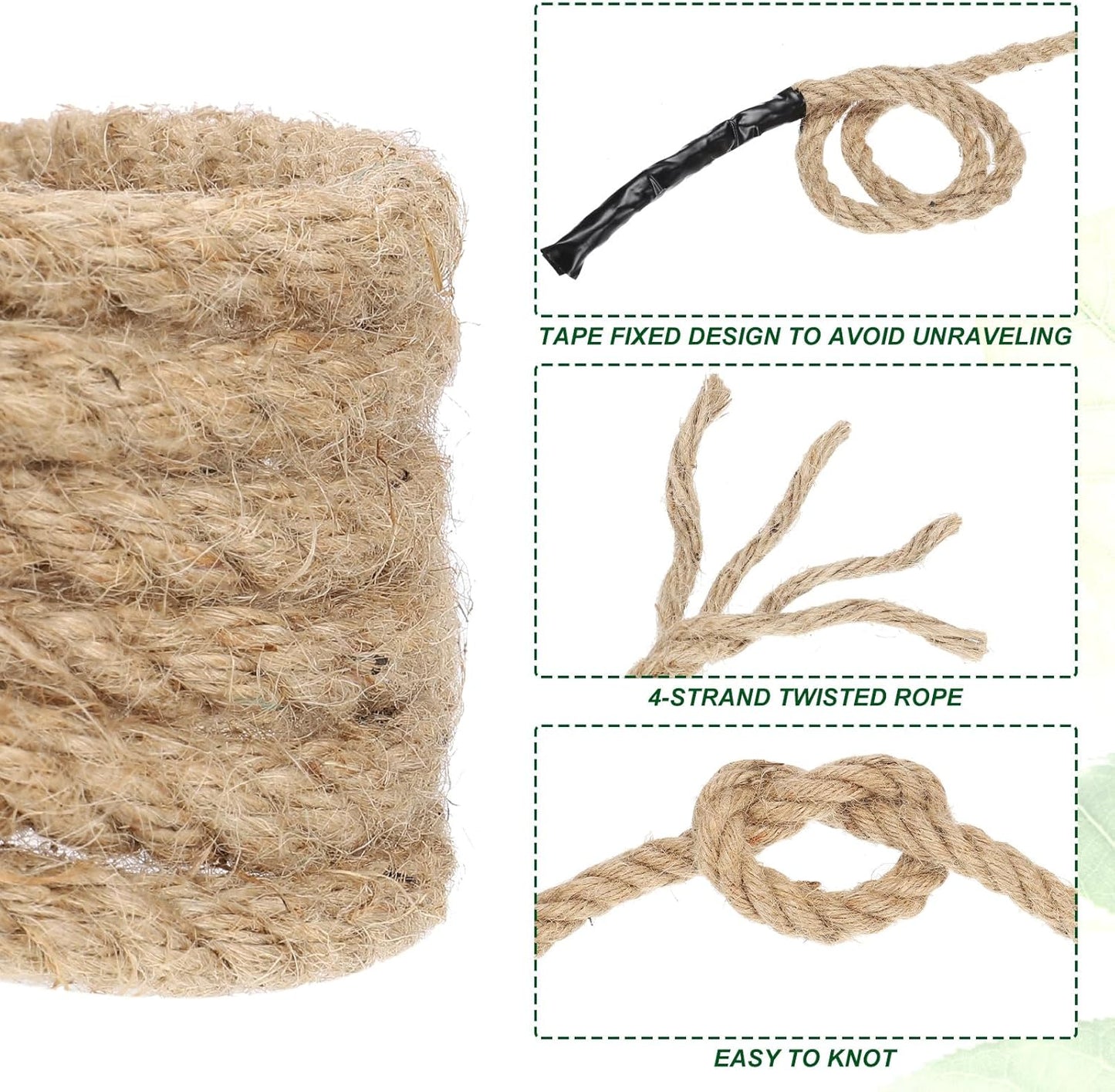 PATIKIL 3/4" x 100 Ft Twisted Manila Rope Jute Rope Natural Thick Jute Rope Twine Burlap Rope for Docks Railings Bundling Craft Tug of War Decorating