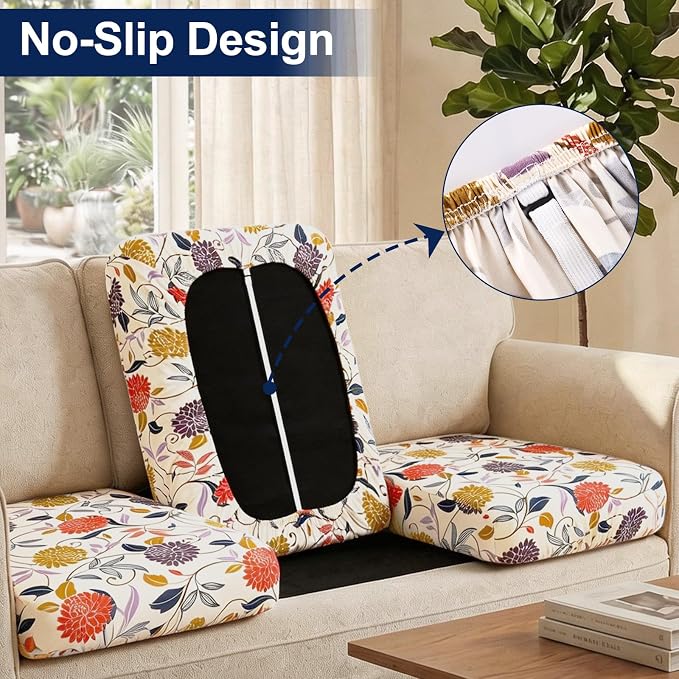 Smiry Waterproof Patio Cushion Covers, Stretch Outdoor Couch Slipcovers Replacement Washable Furniture Protector Sofa Chair Seat Cover for Dogs and Pets (12 Pcs, Orange)