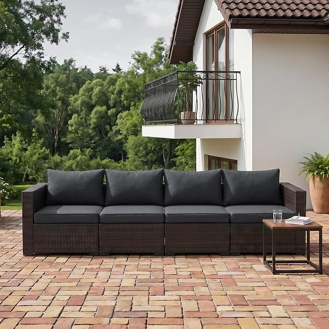 8 Pcs Outdoor Cushion Covers, Replaceable Waterproof Patio Furniture Covers, Outdoor Furniture Sofa Couch Covers with Zippers, Cover Only (8Pcs-Gray, 24 * 24 * 3.15-inch)