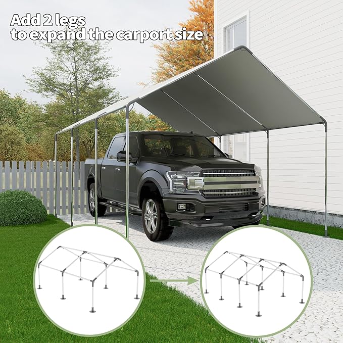 2 Leg High Peak Canopy Fitting Kit, Extension for Middle Part, Galvanized Steel Carport Connectors with 1-3/8" ID