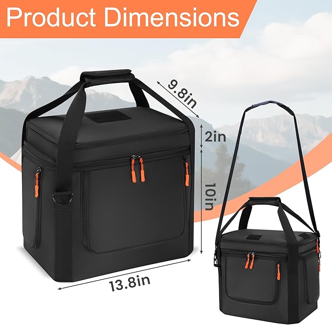 Carrying Bag Compatible with Anker SOLIX C1000/C1000 Gen 2/C800/C800 Plus, Power Station Storage Case with Waterproof Bottom and Side Zipper for Shoulder Strap & Handle (BLACK)