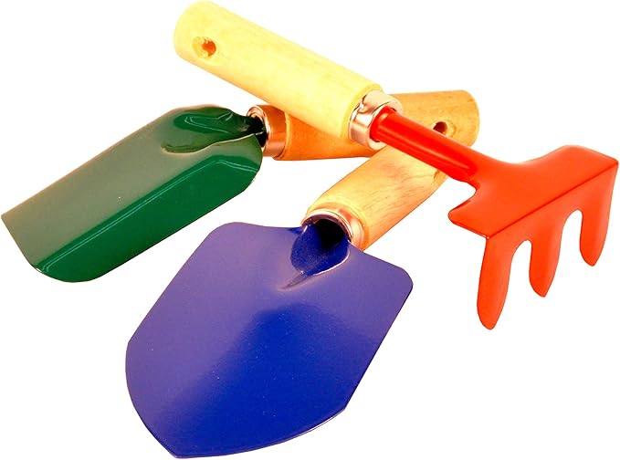 G & F Products Kids Gardening Tools Set (3 Pack) – Includes 3 x Hand Rake, 3 x Shovel, 3 x Trowel, 3 x Canvas Tote with Pockets – Lightweight & Durable Tool Set for Children Ages 3 Years & Up