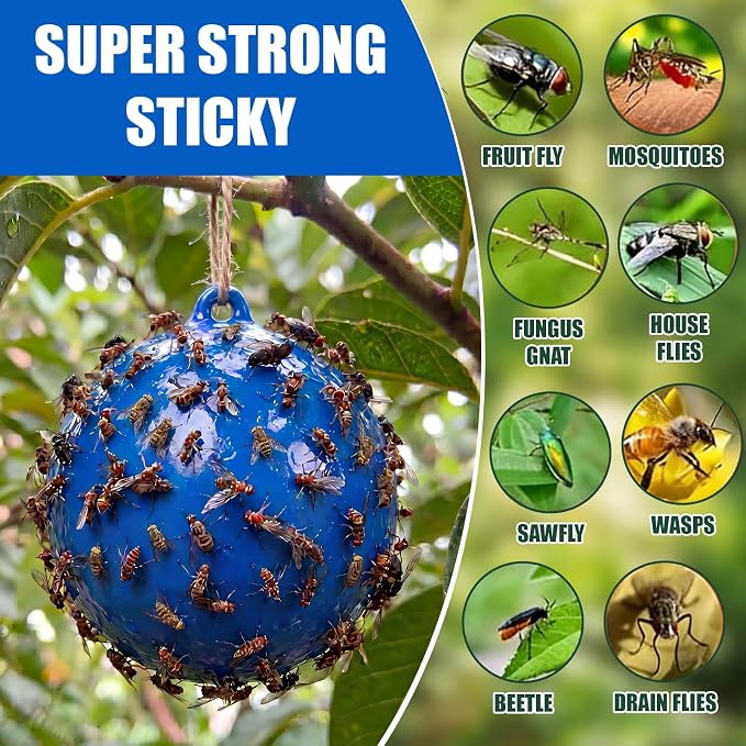 3 Pack Inflatable Fly Trap Balls 18inch Sticky Catcher for Black Yellow Greenhead Flies Outdoor Insect Control for Barn Stable Garden Greenhouse (Glue Not Included) (Deer Fly Ball Trap)