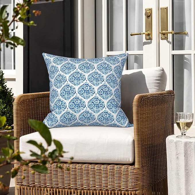 LVTXIII Outdoor Pillow Covers 20x20 Inch, 2 Pack Large Square Throw Pillow Cases, Fade-Resistant Cushion Covers for Patio Furniture Sofa, Garden Porch, Celadon Geometric