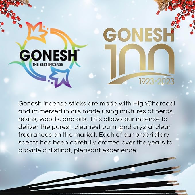 Gonesh Scents of Winter - Incense Sticks Variety Pack - Non-Toxic 10” Slow Burn Aromatic Sticks - Winterberry, Invigorating Pine, Siberian Iris, Mint Leaves - 30 in Each