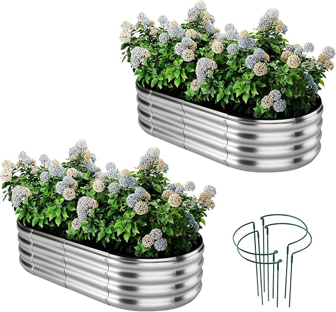 ZFHgarden Galvanized Metal Planter Raised Garden Bed Kit for Gardening Outdoor，4x2x1ft 2 Planter Grow Garden Box Raised Flower Bed，Long Vegetable Clearance Herb Raised Garden Beds for Gardening Metal