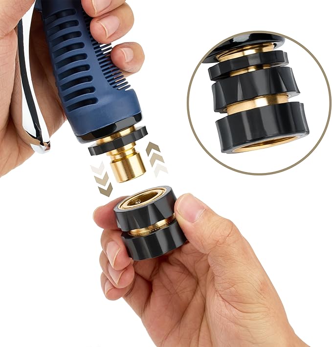 Twinkle Star 3/4 Inch Garden Hose Fitting Quick Connector Male and Female Set with Extra Rubber Washers, 2 Set