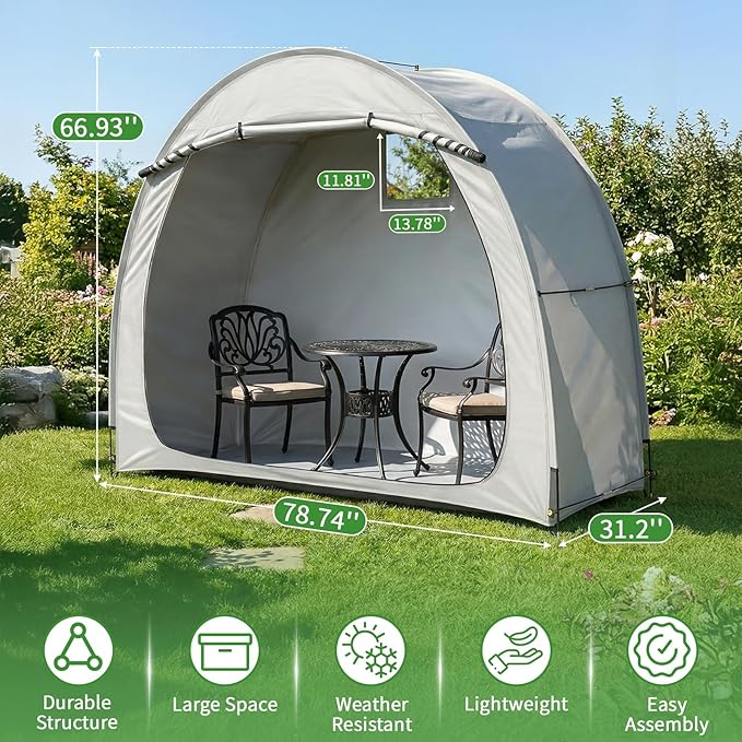 Outvita Bike Tent, Outdoor Portable Bicycle Storage Sheds with 210D Oxford Fabric PU4000 Waterproof Cover for 2-3 Bikes, Storage Cover Shelter for Motorcycle,Garden Tools,Toys,Lawn Mower
