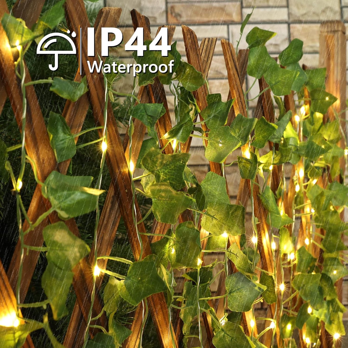 Brizled Solar Vine String Lights, 33ft 100 LED Solar String Lights, 8 Modes Artificial Ivy Leaf Solar Plant Vine Lights, Outdoor Ivy Fairy Lights for Outside Wedding Garden Fence Wall Hanging Decor