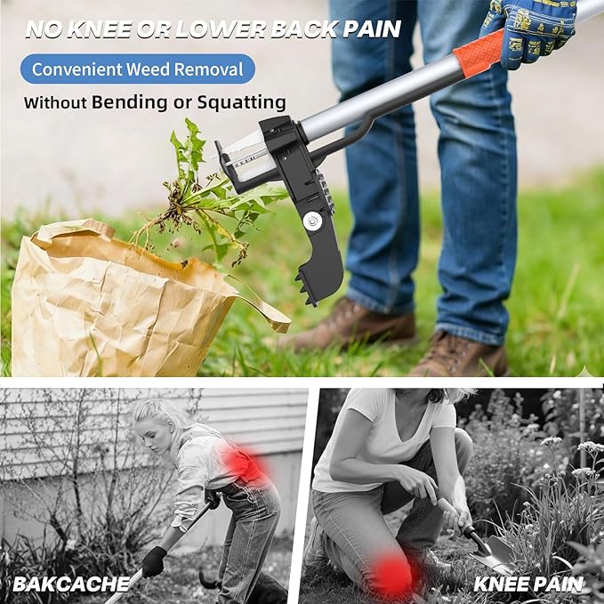 Stand Up Weed Puller Tool, Long Handle Garden Weeder with 4 Stainless Steel Claws, 39.3" Heavy Duty Weed Remover Tool for Lawn & Yard, Pull Weeds by Root Without Bending