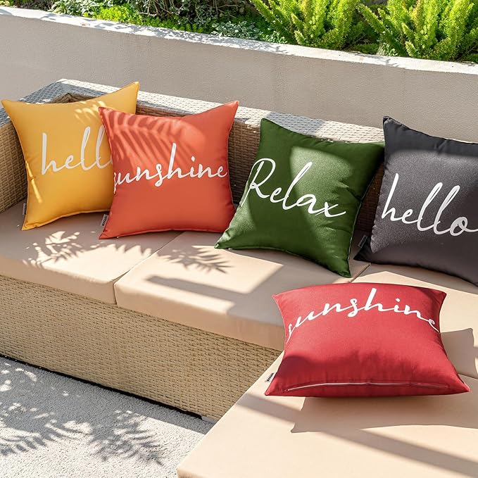 MIULEE Outdoor Waterproof Throw Pillow Covers Set of 2 Relax Decorative Outdoor Square Pillowcases for Chair Patio Garden Couch Tent Balcony Sofa Coral Red 16x16 Inch