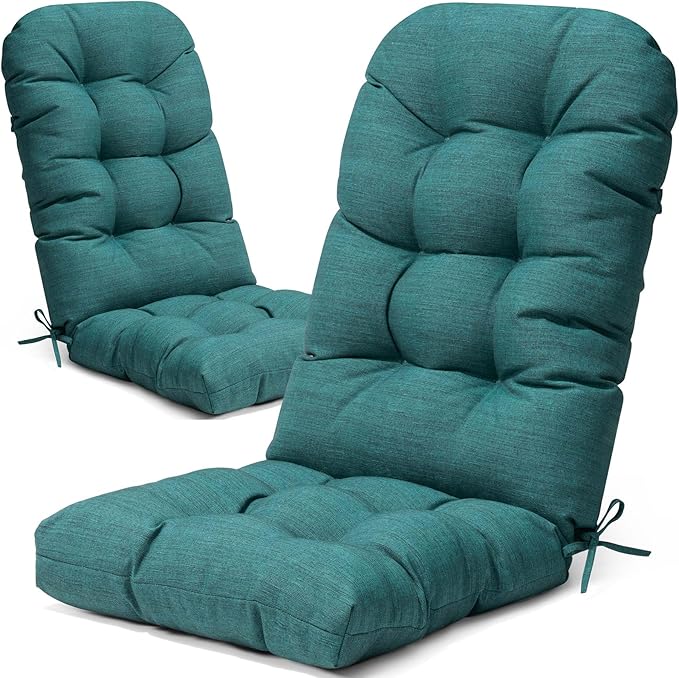Crestlive 50x20x4 Inch Adirondack Chair Cushion Outdoor Rocking Chair Cushions Water & Fade Resistant High Back Patio Chair Cushions Set of 2 Thick Patio Replacement Cushion, Malachite