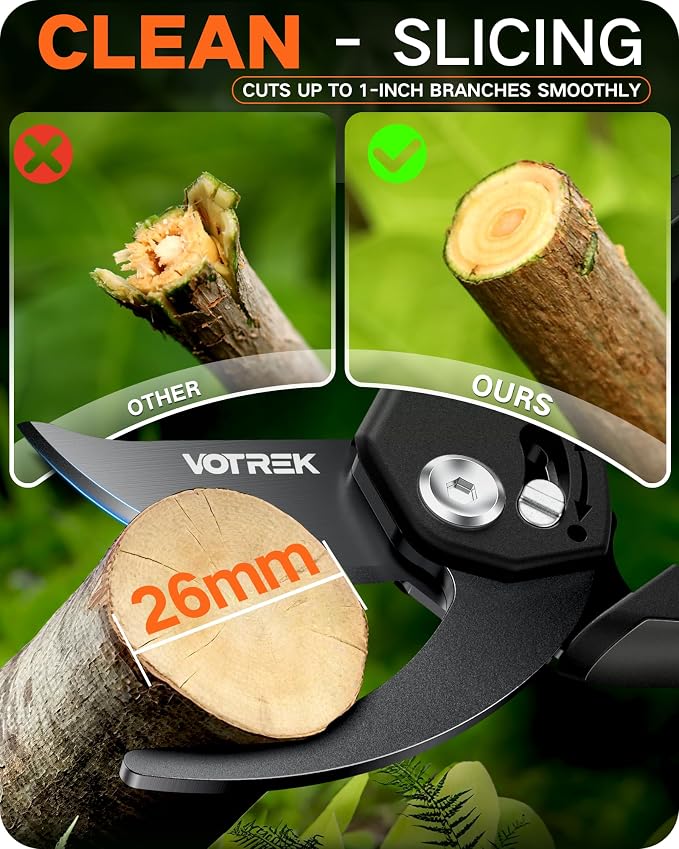 1.6'' Electric Pruners & 8.5" Garden Shears Bundle for Tree/Branch, Gardening Gift for Women/Seniors