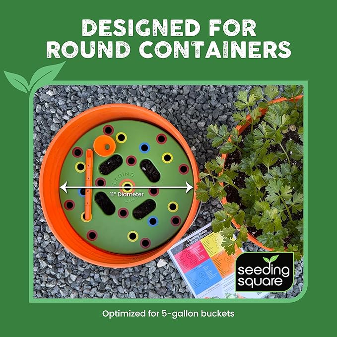 Seeding Circle – Seed Spacing Tool for Container & Bucket Gardening | Planting Template for Pots, Raised Beds & Small Garden Spaces | Evenly Space Vegetable Seeds