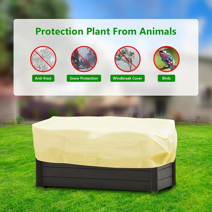 Plant Covers Freeze Protection 2 Pack Rectangular Frost Blankets for Outdoor Plants (22"x60"x20") – Winter Plant Covers, 2.4oz/yd² Frost Cloth Plant Protection for Raised Beds & Shrubs (Beige)