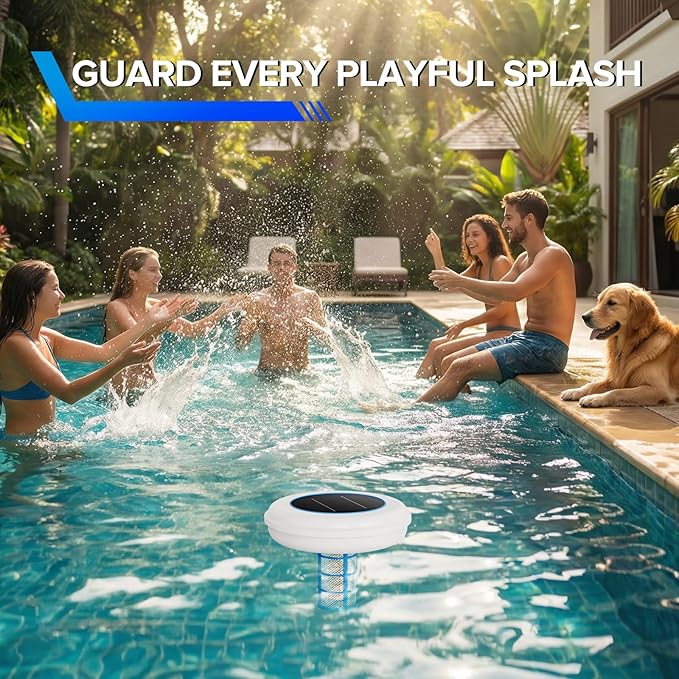 Aisdan Solar Pool Ionizer, Upgraded Larger Solar Panel Copper Pool Ionizer Floater Auto Switching of Multi-Colored LED Night Light, Ionizador Solar for Above Ground, Inground Pool, Up to 45,000 Gal