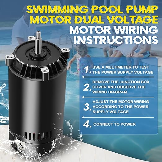 UST1152 Pool Pump Motor 1.5 HP 56J Frame 115/230V 3450 RPM Single Speed Replacement for A.O. Smith Century, Hayward SP2610X15, AST165, B229