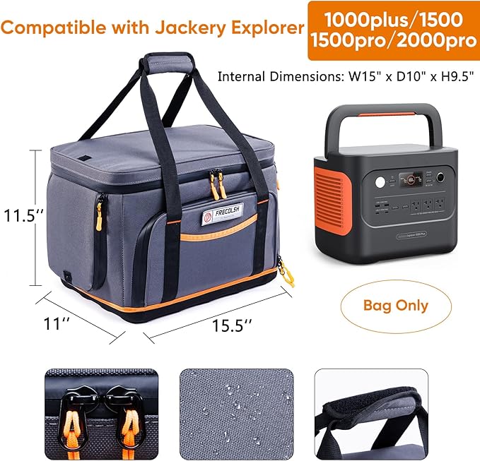Travel Carrying Case Compatible with Jackery 1000Plus, 1500,1500Pro, 2000 Pro Portable Power Station Storage Case with Molded Hard Bottom,Side Ventilation for Jackery Accessories Solar Generator