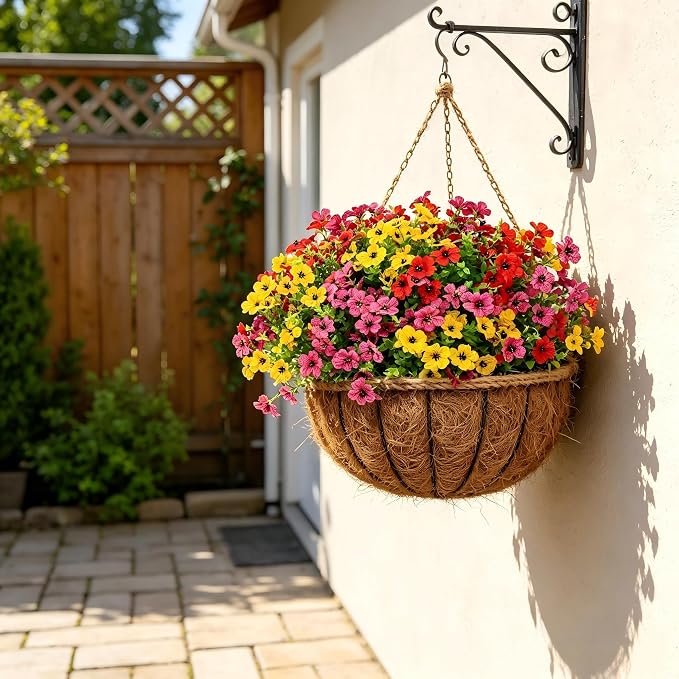 18 Bundles Artificial Flowers for Outdoors, UV Resistant Fake Plants Decor | Faux Silk Daisy Mums for Outside Planters, Porch, Patio, Window Box, Garden and Farmhouse