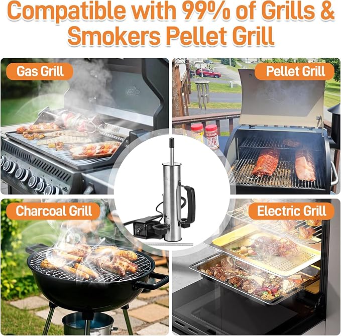 Electric Smoker Generator, Hot and Cold Electric Smoker with Adjustable Air Pump, Stainless Steel Smoke Tube for Pellet Smoker, Outdoor Smoker for Cheese, Salmon, Best Gifts for Men, Dad
