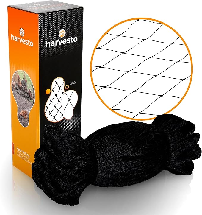 Harvesto Heavy Duty Bird Netting for Chicken Coops & Runs | Tree & Garden Netting Mesh 1-1/2" | Keep Hawks, Birds & Predators Away | Bird Netting for Blueberry Bushes, Vegetables & Fruit (25' x 25’)