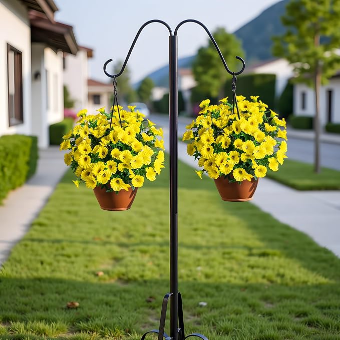 Yellow Artificial Morning Glory Flowers for Outdoor Planters, Premium UV Resistant Silk Faux Flowers for Porch, Hanging Basket & Window Box, Spring Garden Decor, No Pot, 13.3 Inch, 8 Bundles