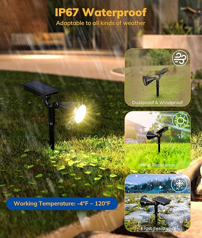 NBKLS Solar Spot Lights for Outside, 21 LED Outdoor Solar Lights for Yard, 4 Pack Solar Spotlights Waterproof Auto On/Off for Landscape, Wall, Garden, Pool, Tree, Pathway and Driveway(Warm White)
