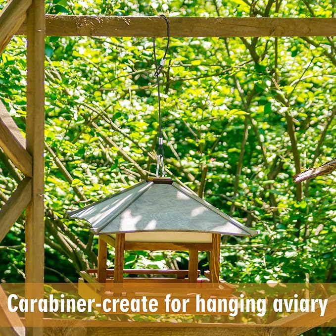 4 Pcs Wire for Bird Feeder Hook 18in Hanging Steel Cable with Carabiner Hook Hanging Chain Cable Rope for Bird Feeders Tree Planters Lanterns Yard Easter Decorations