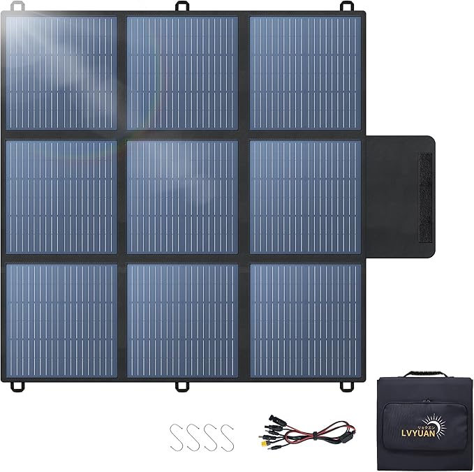 LVYUAN 300W Portable Solar Panel, 24V Foldable Blanket Solar Panel IP64 Waterproof, Upgraded 23% Efficiency for Solar Power Station Generator for Outdoor Camping Hiking, 16.5 Pounds