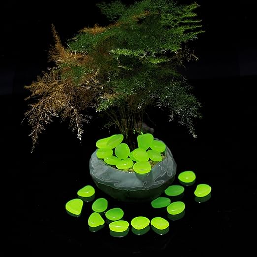150pcs Glow in the Dark Garden Pebbles for Walkways and Decor (Green)