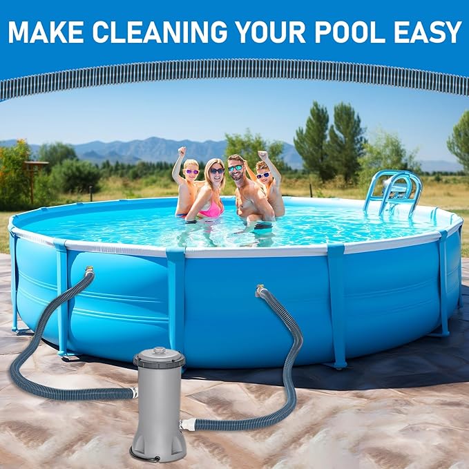 2Pack 1.25×59in EVA Pool Professional Hoses with 2026 Upgrade Flexible Tube Head and 2 Brackets for Above Ground Swimming Pools Pump Replacement Vacuum Heavy Duty Hose Pool Supply (Blue)