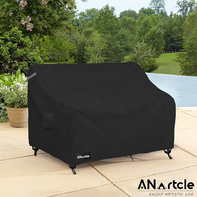 ANartcle 3-Seater Patio Sofa Cover,79W x 37D x 35H Inches Outdoor Couch Cover,100% Waterproof Heavy Duty Patio Sofa Covers,Patio Furniture Covers,Black