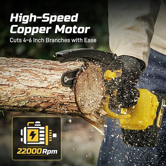 IMOUMLIVE 2-in-1 Pole Saws for Tree Trimming, 6 Inch Mini Chainsaw Cordless with 180°Rotatable Pole, 21V Battery Powered Electric Pole Saw, Lightweight Tree Trimmer High Branch Pruner with Battery