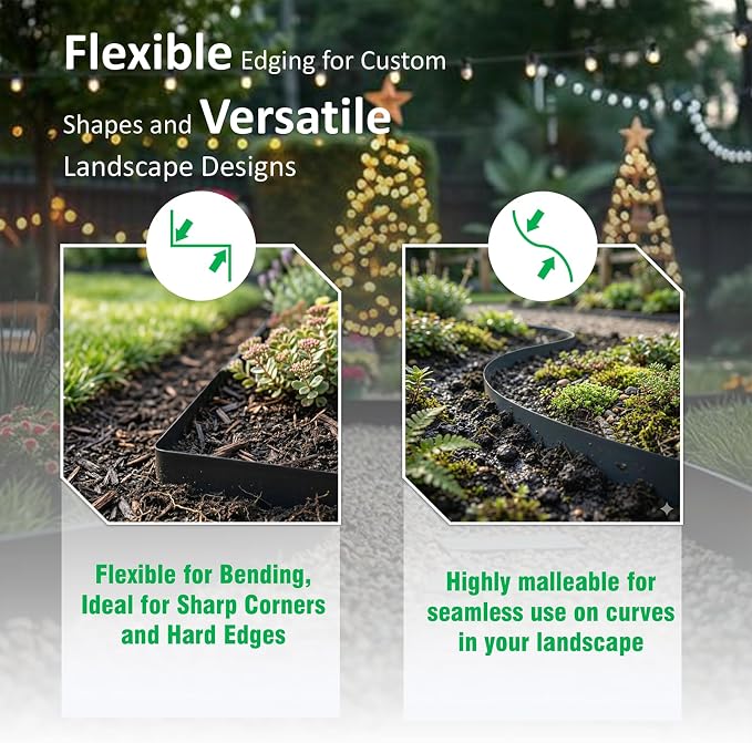33ft. Galvanized Steel Landscape Edging (10-Pack) – 40" Metal Edging for Landscaping with 11 Stakes, Hammer-in Metal Landscaping Edging for Yard Pathway & Flower Beds – Lawn Edge for Garden Design