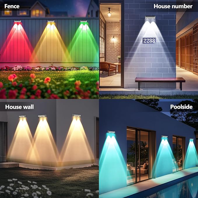 Brizled 12 Pack Outdoor Solar Fence Lights, 11 Modes & 9 Colors Color Changing Fence Solar Lights Waterproof IP65, 100 Lumens Landscape Deck Outdoor Lighting for Backyard Railing Wall Fence Poolside