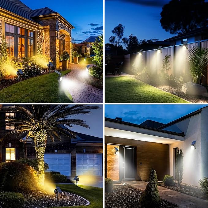 nipify 1 Pack Solar Lights Outdoor Waterproof, 3 CCT Solar Spot Lights with 2 Brightness Landscape Spotlights for Outside Garden Yard Trees