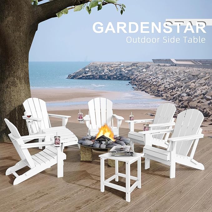 GARDENSTAR Outdoor Side Tables Adirondack, HDPE Small Table for Patio,Outside End Table for Porch, Deck, Pool, Weather Resistant/Easy Maintenance