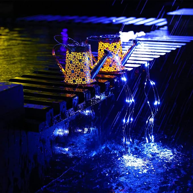 VOOKRY Solar Watering Can Lights, Large Retro Hanging Blue Solar Lights Outdoor Decorative Garden Decor Waterproof for Outside Patio Yard Porch Lawn Landscape, Gifts for Women Mom Grandma Mother's Day