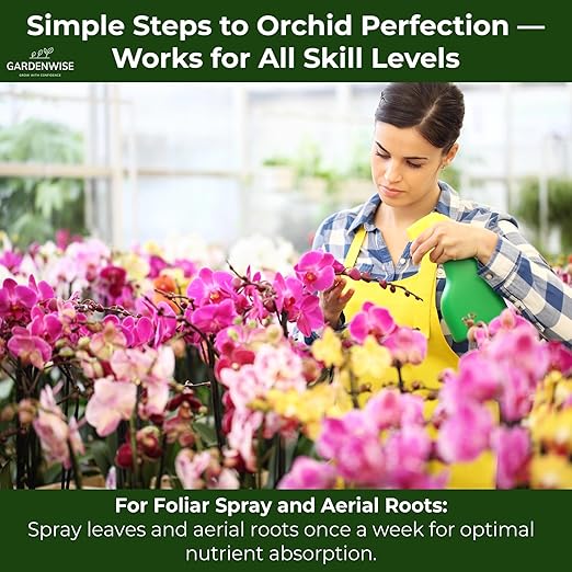 GARDENWISE Premium Orchid Plant Food Mist – Orchid Fertilizer Spray – Orchid Food Fertilizer for Blooming – Orchid Plant Care Formula 3-1-2 – Ready-to-Use (8 OZ)