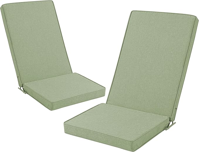 Adirondack Chair Cushions Set of 2 - Removable Covers, Water-Repellent & Fade-Resistant Faux Linen, Securing Straps, Non-Slip Bottom, Fit for Most Outdoor Adirondack & Rocking Chairs - Sage Green