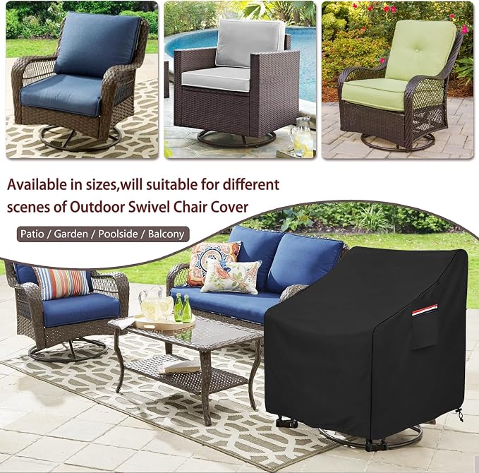 Patio Swivel Chair Cover 4 Pack,Waterproof Heavy Duty Outdoor Chair Covers,Outdoor Swivel Chair Cover for Patio Furniture Covers(30 W x 34 D x 38.5 H inches),Black