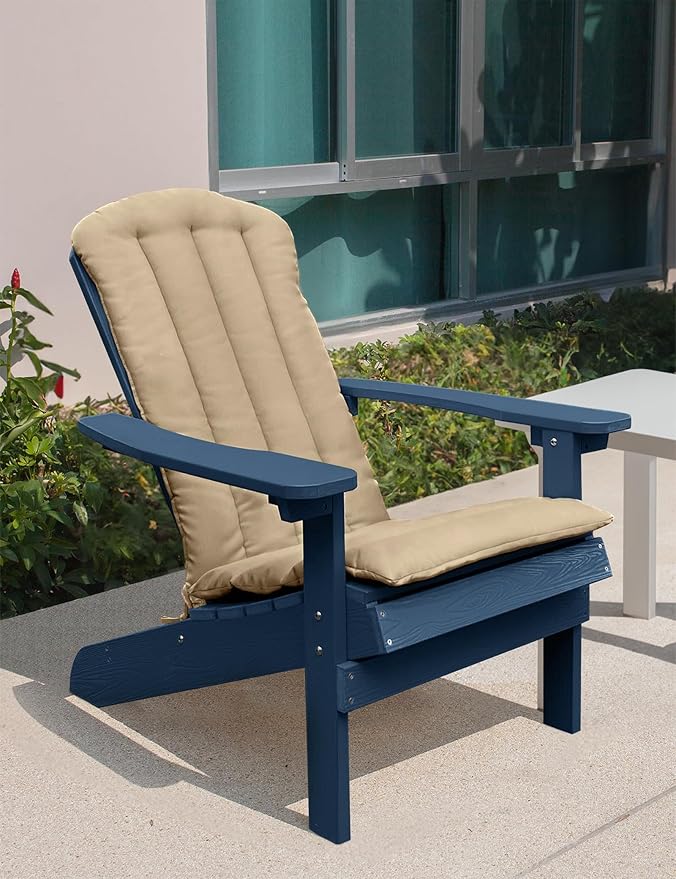 YEFU Adirondack Chair Cushion, Thin Rocking Chair Cushions with Straps Set of 2, Folding Patio Chair Pad for Indoor and Outdoor, 19.7x18.9x1.5 Inch, Light Brown