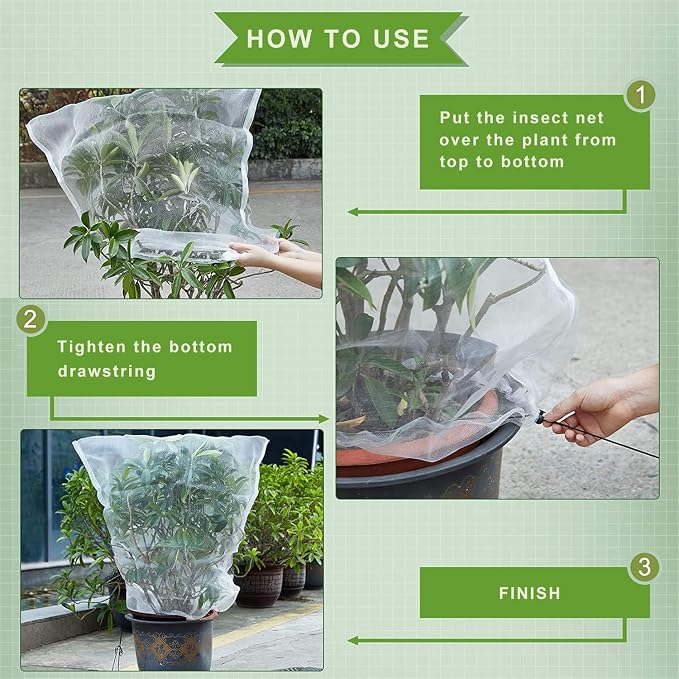 Drawstring Blueberry Netting for Bushes - 6 Pack 5.91×5.25Ft - Easy Install Reusable Garden Netting, Protective Mesh for Fruit Trees & Tomato Plants, Blocks Birds, Squirrels & Insects