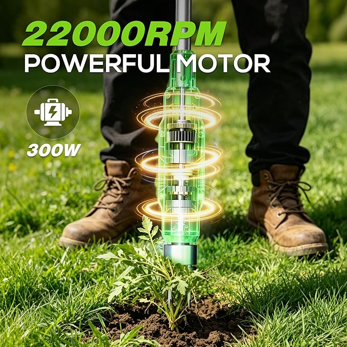 LITEKON Electric Cordless Weed Puller Tool, 20V Battery Powered Stand Up Weeder with 2.0Ah Battery & Fast Charger, Puller Tool with Long Handle, Crabgrass Piller& Dandelion Remover for Garden, Green